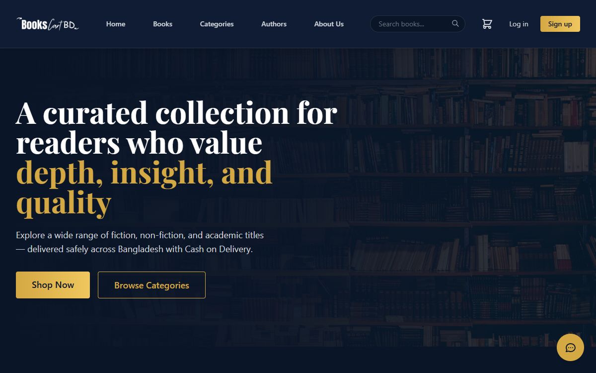 Screenshot of the BooksCart BD website
